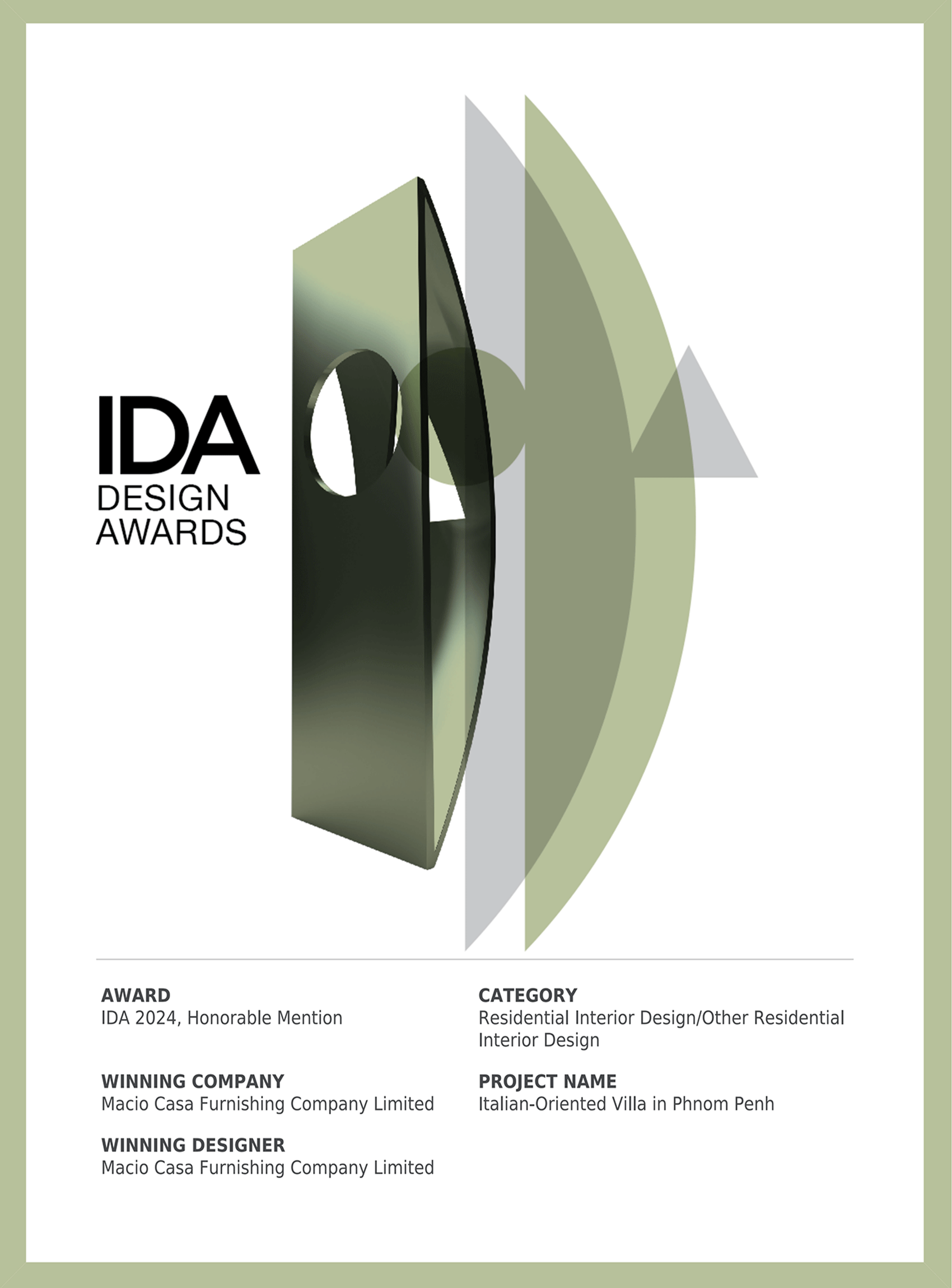 International Design Awards (IDA) 2024 Bronze Award